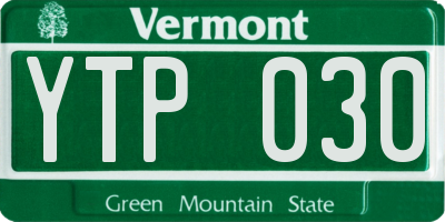 VT license plate YTP030