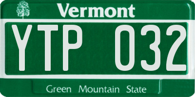 VT license plate YTP032