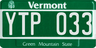 VT license plate YTP033