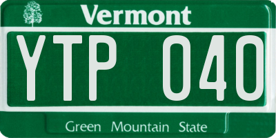 VT license plate YTP040