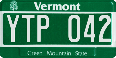 VT license plate YTP042