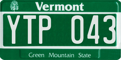 VT license plate YTP043