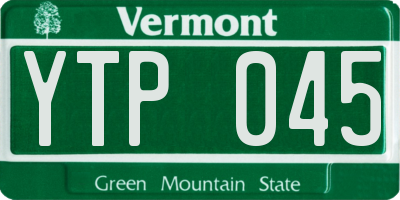 VT license plate YTP045