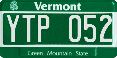 VT license plate YTP052
