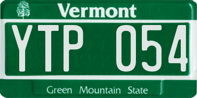 VT license plate YTP054