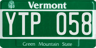 VT license plate YTP058