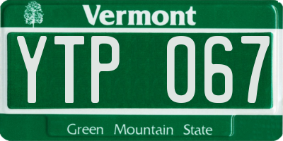 VT license plate YTP067