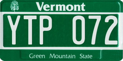 VT license plate YTP072