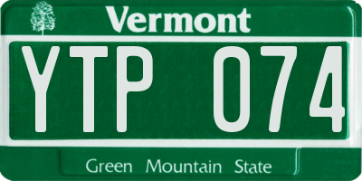 VT license plate YTP074
