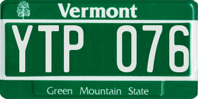 VT license plate YTP076