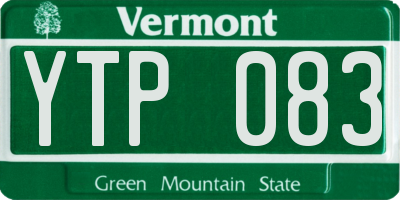 VT license plate YTP083