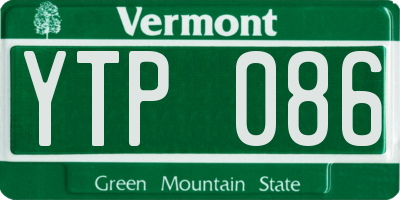 VT license plate YTP086