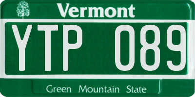 VT license plate YTP089
