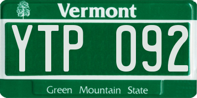 VT license plate YTP092
