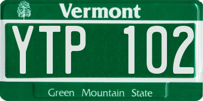 VT license plate YTP102