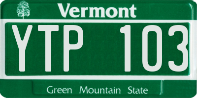 VT license plate YTP103