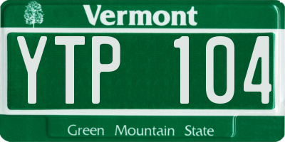 VT license plate YTP104