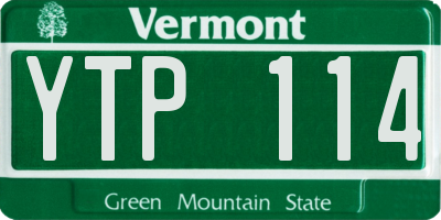 VT license plate YTP114