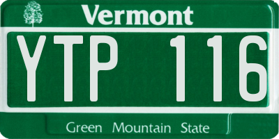 VT license plate YTP116