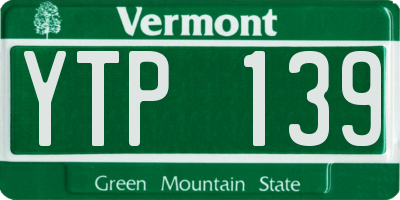 VT license plate YTP139