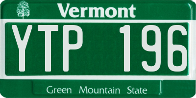 VT license plate YTP196