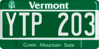 VT license plate YTP203