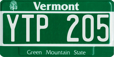 VT license plate YTP205