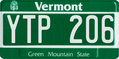VT license plate YTP206