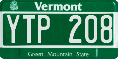 VT license plate YTP208