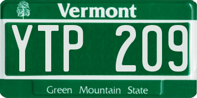 VT license plate YTP209