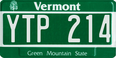 VT license plate YTP214