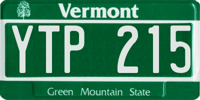 VT license plate YTP215