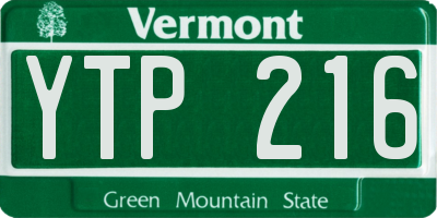 VT license plate YTP216