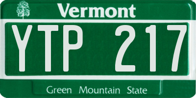 VT license plate YTP217