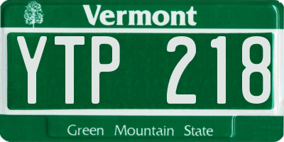 VT license plate YTP218