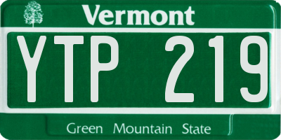 VT license plate YTP219