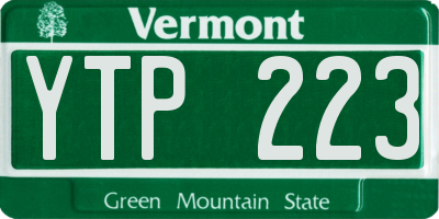 VT license plate YTP223