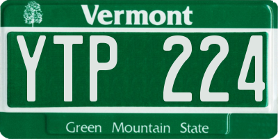 VT license plate YTP224