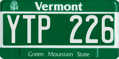 VT license plate YTP226