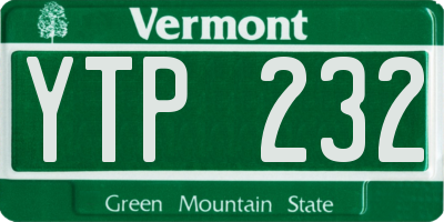 VT license plate YTP232