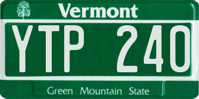 VT license plate YTP240
