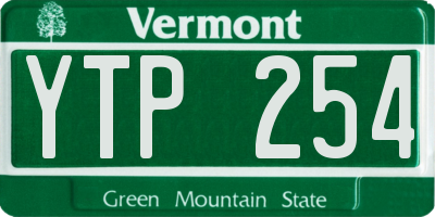 VT license plate YTP254