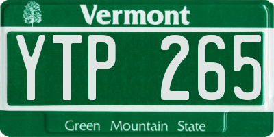 VT license plate YTP265