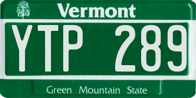VT license plate YTP289