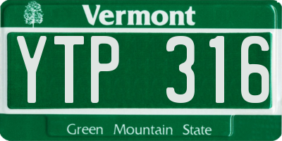 VT license plate YTP316