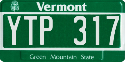 VT license plate YTP317