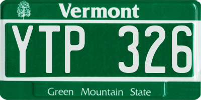 VT license plate YTP326