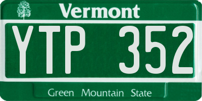 VT license plate YTP352