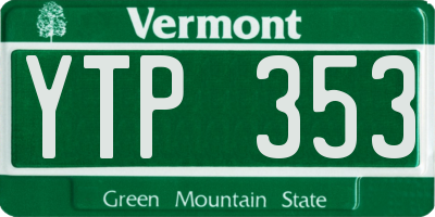 VT license plate YTP353