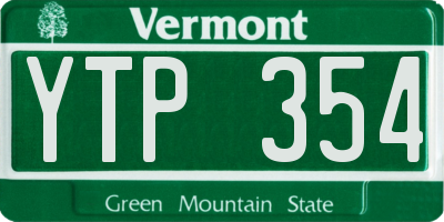 VT license plate YTP354